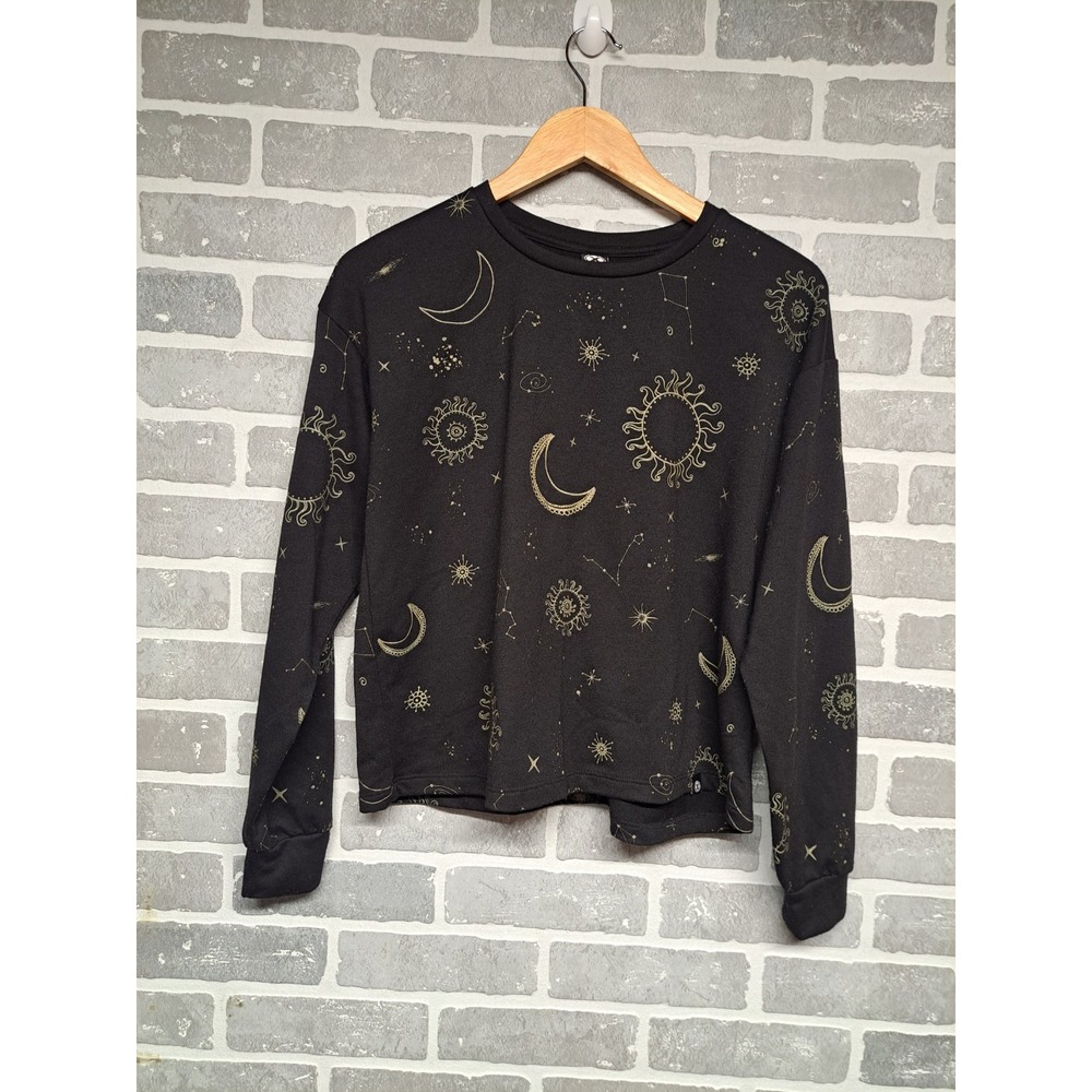Circlex Womens Astrological‎ Mistyc Print Crew Neck Crop Sweater Size Small